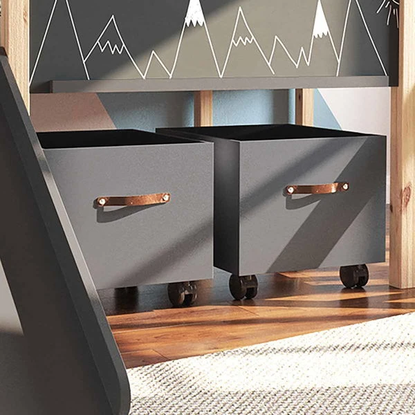 Nature Kid Cory Kinderzimmer Anthrazit 8-teilig Mit Hausbett 90 X 200 Cm, Dach & Schreibtisch 7 Nature Kid Cory Kinderzimmer Anthrazit 8-teilig Mit Hausbett 90 X 200 Cm, Dach & Schreibtisch – Bild 7