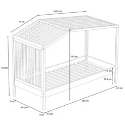 Nature Kid Yuna Hausbett Natur 90 X 200 Cm -Babyprodukte 100169 hausbett monza sketch 1