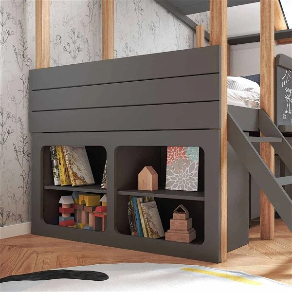 Nature Kid Cory Kinderzimmer Anthrazit 8-teilig Mit Hausbett 90 X 200 Cm, Dach & Schreibtisch 8 Nature Kid Cory Kinderzimmer Anthrazit 8-teilig Mit Hausbett 90 X 200 Cm, Dach & Schreibtisch – Bild 8