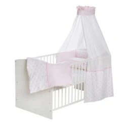 Schardt Ice Crystal Rosa Bettset 4- Teilig Mit Bettwäsche, Himmel Und Nestchen