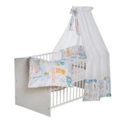 Schardt Pelikan Mint Bettset 4- Teilig Mit Bettwäsche, Himmel Und Nestchen