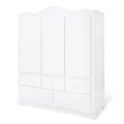 Pinolino Pino Kleiderschrank Groß 3T, 2S Kiefer Massiv, Weiß Lasiert - Zum Toppreis