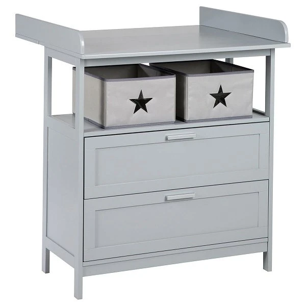 Roba Hamburg Wickelkommode Taupe 2 Schubladen, 2 Canvas Boxen