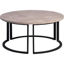 HomeTrends4You Couchtisch New York 2 Dekor Betonoptik | Gestell Metall Schwarz