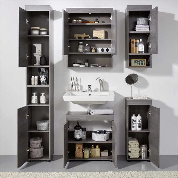 Trendteam Runner Badmöbel 5-teilig Rauchsilber 2 Trendteam Runner Badmöbel 5-teilig Rauchsilber – Bild 2