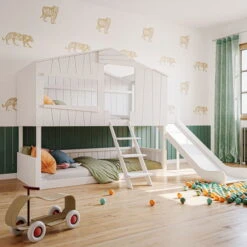 Artkid Ronja Haus-Etagenbett Weiß Mit Rutsche Aus Kiefer Liegefläche 90 X 200 Cm -Babyprodukte 30092450032 hausbett ronja ohne gastbett ambi1 1 05 2k