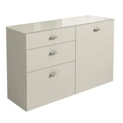 Now! No.14 By Hülsta Sideboard 4R 3 Schubladen 76,8x175x42 - Lack-seidengrau/Hochglanz-seidengrau