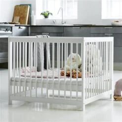 Hoppekids Ida-Marie Laufstall Weiß 80x86 Cm Kiefer Massiv, 3 Höhen Einstellbar