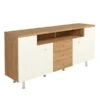 Now! Time By Hülsta Sideboard Mit Füßen 88,9x190x45 Lack-weiß/Natureiche