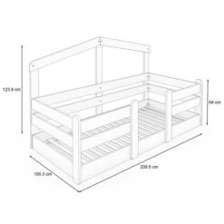 Nature Kid My House Hausbett Natur/grau 90 X 200 Cm 5 Nature Kid My House Hausbett Natur/grau 90 X 200 Cm -Babyprodukte 466044 bergamo bett skizze1 1