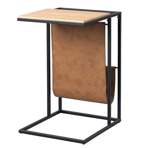 HomeTrends4You Beistelltisch Valentin Wildeiche Massiv Geölt Mit Kunstleder 1 HomeTrends4You Beistelltisch Valentin Wildeiche Massiv Geölt Mit Kunstleder