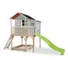 EXIT TOYS EXIT Loft 750 Holzspielhaus - Blau Extra Hoch - Mit Sandkasten, Rutsche & Anbau