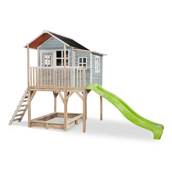EXIT TOYS EXIT Loft 750 Holzspielhaus - Blau Extra Hoch - Mit Sandkasten, Rutsche & Anbau 1 EXIT TOYS EXIT Loft 750 Holzspielhaus - Blau Extra Hoch - Mit Sandkasten, Rutsche & Anbau