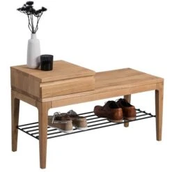 HomeTrends4You Garderobenbank Ellmau Wildeiche Massiv Geölt