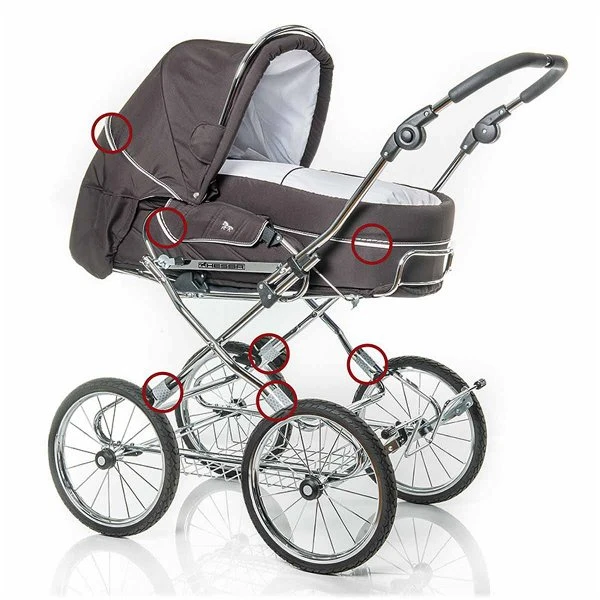 HESBA Corrado Kinderwagen Außen 796, Innen 227 Teilleder - Räder Schwarz 30 Cm, Griff Braun 6 HESBA Corrado Kinderwagen Außen 796, Innen 227 Teilleder - Räder Schwarz 30 Cm, Griff Braun – Bild 6