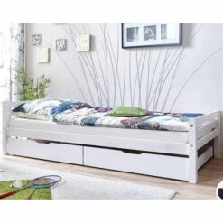 Ticaa Mario Einzelbett Kiefer Weiß 90 X 200 Cm Inkl. 2 Schubkästen - Massivholz