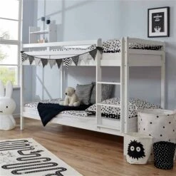 Ticaa Rene Etagenbett Buche Weiß Massivholz