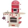 Roba Spielküche Natur/rot Mit Herd, Spüle, Wasserhahn & Regal