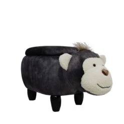 Nature Kid Tierhocker Monkey Schwarz Mit Staufach Weich Gepolsterter Sitzhocker Für Kinder