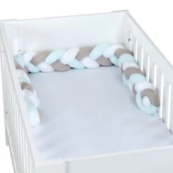 Babybay Nestchenschlange Geflochten Für Kinderbetten Weiß/beige/aqua -Babyprodukte babybay kinderbett nestchenschlange geflochten weiss beige aqua 501971 004