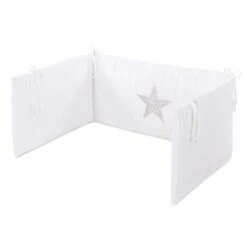 Babybay Kinderbettnestchen Piqué Weiß Applikation Stern Perlgrau