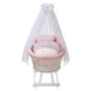 Alvi Birthe Stubenwagen Weiß Komplettset BIO Matratze, Himmelstange & Garnitur Curly Dots