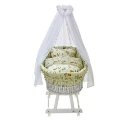 Alvi Birthe Stubenwagen Weiß Komplettset BIO Matratze, Himmelstange Und Garnitur Koalas World