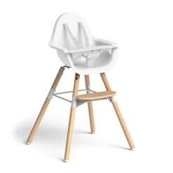 Childhome Evolu 2 Hochstuhl 2 In 1 Natur/weiß Inkl. 5-Punkt-Gurt Und Sicherheitsbügel -Babyprodukte chevoch2 1