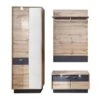 Trendteam Coast Garderoben-Set 3-teilig Schrank Breit | Wotan Eiche / Grau Melamin