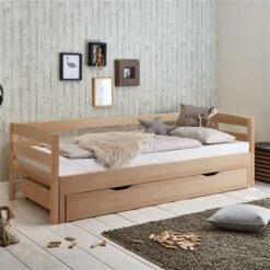 Relita EMILIA Einzelbett Buche Massiv Natur 90/180 X 200 Cm, Ausziehbar -Babyprodukte eb emma natur bettkasten 1