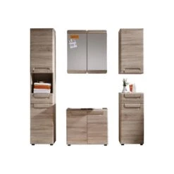 Trendteam Malea Badmöbel-Set 5-teilig Mit Spiegelschrank | Eiche San Remo Hell