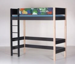 Manis-h Hochbett GEFION 90x200 Cm Pfosten Buche Höhe 193 Cm - 20 Farben Wählbar