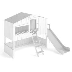 Artkid Ronja Haus-Etagenbett Weiß Mit Rutsche Aus Kiefer Liegefläche 90 X 200 Cm -Babyprodukte hausbett ronja mit rutsche ohne gast whiteroom16 9 07 1