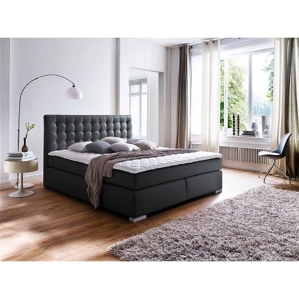 Meise Isa Boxspringbett 200 X 200 Cm Schwarz Kunstleder - Inklusive Lieferung 1 Meise Isa Boxspringbett 200 X 200 Cm Schwarz Kunstleder - Inklusive Lieferung