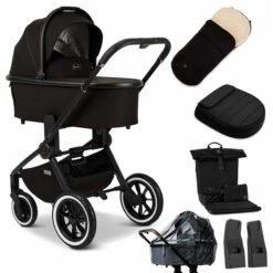 Moon Resea Plus Kinderwagen Black/black Matt Zubehör Bundle