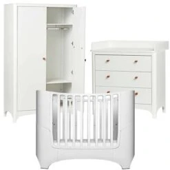 Leander Classic Kinderzimmer Vierteilig Weiß Mit Babybett, Schrank, Kommode Und Wickelaufsatz