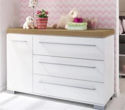 Paidi Kira Sparset Kreideweiß/Eiche-Nebraska Babybett & Wickelkommode Inkl. Gratis Lieferung -Babyprodukte kira kommode 3s1t nebraska 3