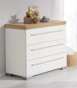 Paidi Kira Sparset Kreideweiß/Eiche-Nebraska Babybett & Wickelkommode Inkl. Gratis Lieferung -Babyprodukte kira kommode 3s schmal nebraska 3