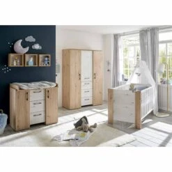 Mäusbacher Micha Kinderzimmer 3T Dreiteilig Asteiche/artisan Weiß