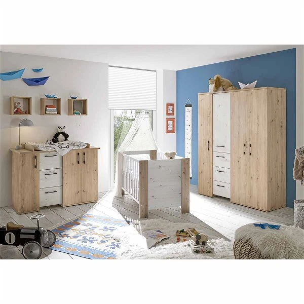 Mäusbacher Micha Kinderzimmer 4T Dreiteilig Asteiche/artisan Weiß 1 Mäusbacher Micha Kinderzimmer 4T Dreiteilig Asteiche/artisan Weiß