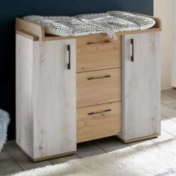 Mäusbacher Micha Kinderzimmer 3T Dreiteilig Artisan Weiß/asteiche -Babyprodukte micha kommode schmal weiss