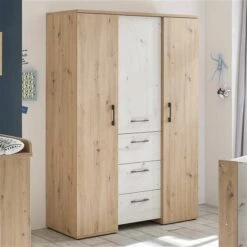 Mäusbacher Micha Kinderzimmer 3T Dreiteilig Asteiche/artisan Weiß -Babyprodukte micha schrank 2t natur