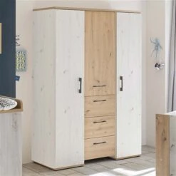 Mäusbacher Micha Kinderzimmer 3T Dreiteilig Artisan Weiß/asteiche -Babyprodukte micha schrank 2t weiss