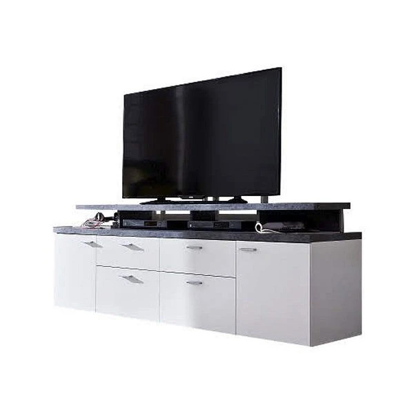 Trendteam Mood TV-Lowboard Weiß Melamin / Stone Dunkel 1 Trendteam Mood TV-Lowboard Weiß Melamin / Stone Dunkel