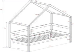 Nature Kid Lara Hausbett Natur Massiv Kiefer Liegefläche 90 X 200 -Babyprodukte naturekid hausbett lara abmessungen 1500x1053 1 1
