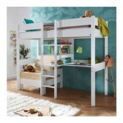 Relita NOEL Hochbett Buche Massiv Weiß Inklusive Schreibtisch, Zum Einzelbett Umbaubar -Babyprodukte noel weiss sessel gr 1