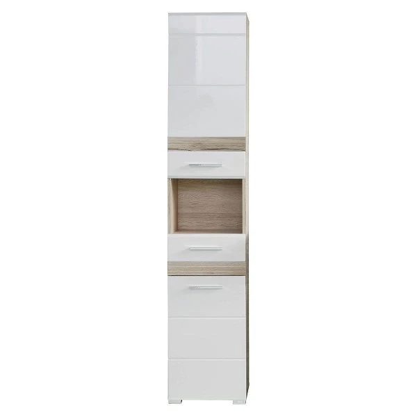 Trendteam Set-One Hochschrank Weiß / Eiche 1 Trendteam Set-One Hochschrank Weiß / Eiche