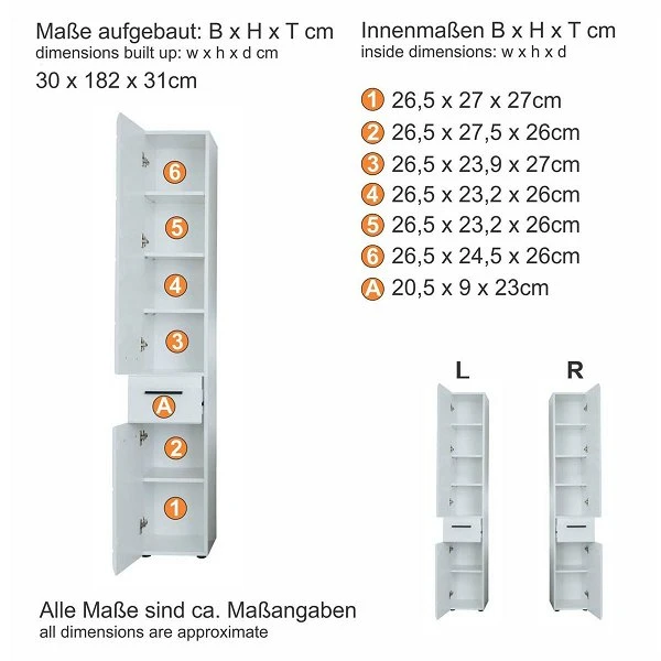 Trendteam Skin Hochschrank Weiß Hochglanz 3 Trendteam Skin Hochschrank Weiß Hochglanz – Bild 3