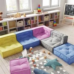 Nature Kid Kindersitzecke In Blau Mit Anti-rutsch Unterboden 5 Nature Kid Kindersitzecke In Blau Mit Anti-rutsch Unterboden -Babyprodukte sofa bunt 2 4