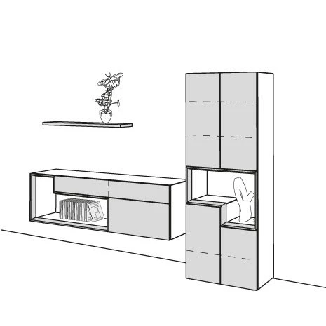 Hülsta Tetrim Wohnwand 1 - Lack-Ausführung Vitrine, Sideboard & Wandbord 3 Hülsta Tetrim Wohnwand 1 - Lack-Ausführung Vitrine, Sideboard & Wandbord – Bild 3